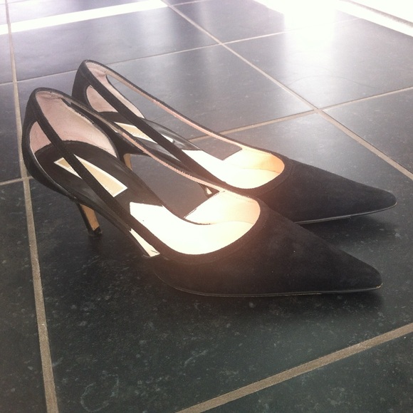 Vintage Made in Italy Michael Kors Collection black suede heels! size 5 - Picture 2 of 2